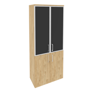 Onix Шкаф высокий широкий O.ST-1.2 R black Тиквуд Светлый/Стекло Black 800*420*1977