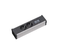 CONI small розеточный блок 2+2 СЕРО-ЧЕРНЫЙ