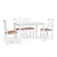 Обеденный комплект Хадсон (стол + 4 стула)/ Hudson Dining Set дерево гевея/мдф, стол: 110х70х75см/стул: 44х42х89см, pure white (белый 2-1), ткань кор.-зол.(1505_